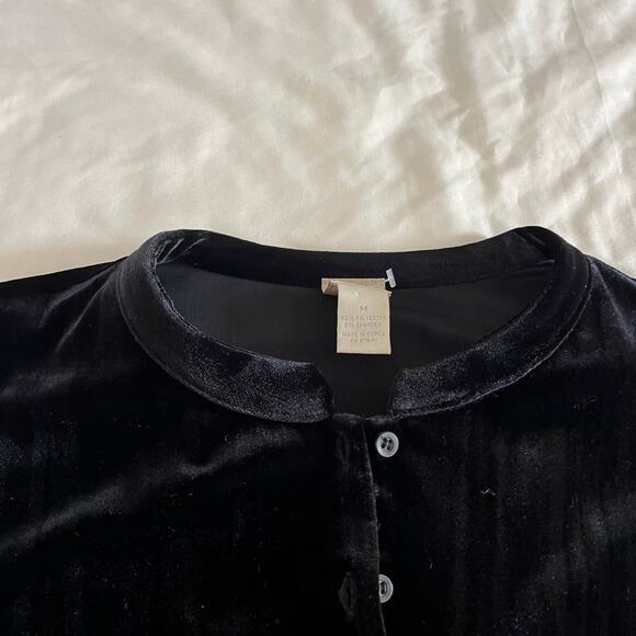 Black Velvet Velour Cardigan Wmn’s M Witchy WhimsyGoth Emo Romantic Grunge - Picture 2 of 8